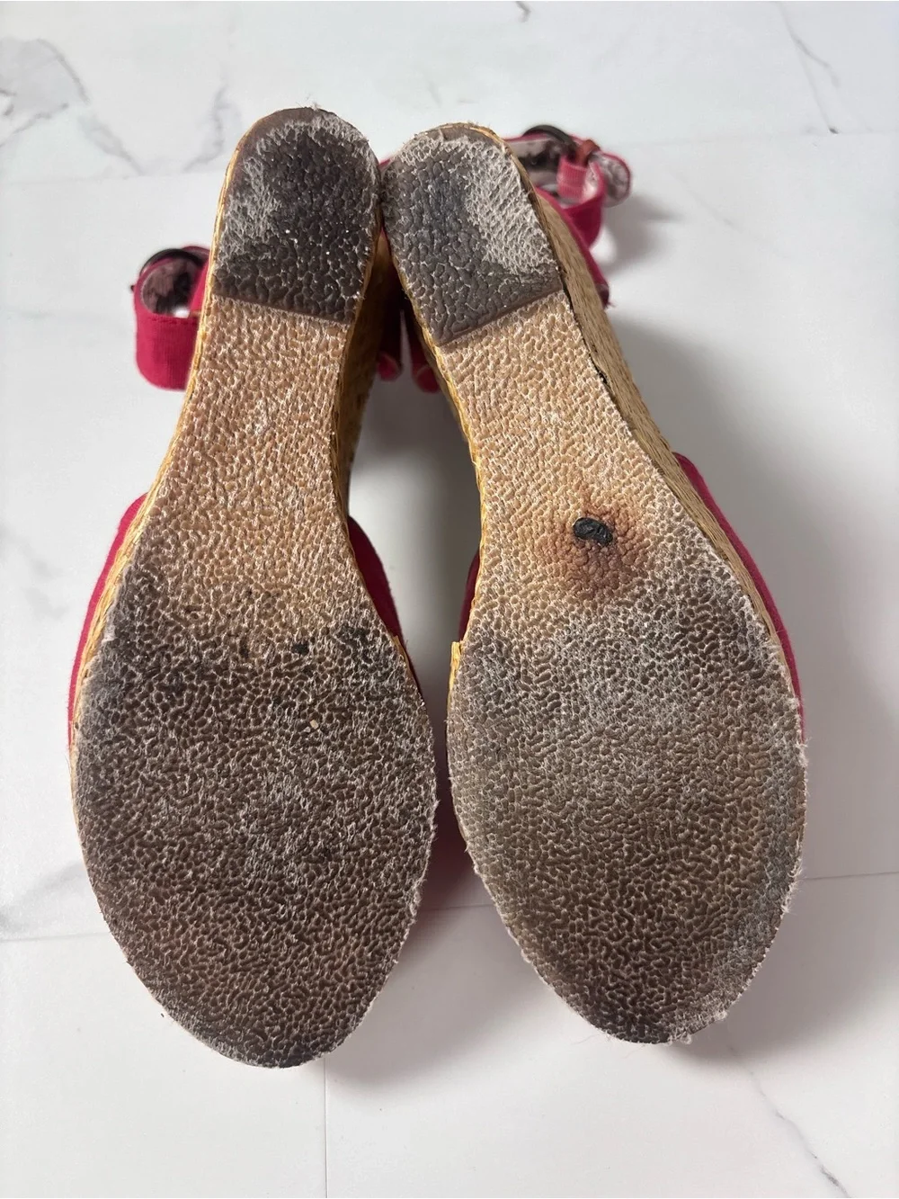 Red Espadrille Wedge Sandals Refresh Floral Platform Ankle Strap Boho Size 9